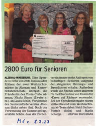 2800 Euro Spende von Zonta-Club an Senioren